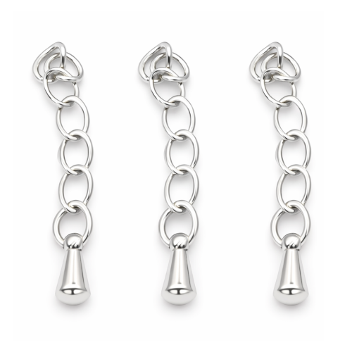 Zakończenie naszyjnika 5cm (3x4mm) / stal kolor srebrny / 5 szt.