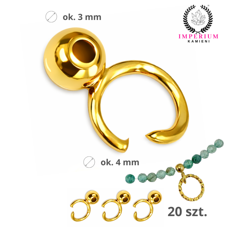 Kulki ozdobne 3mm z kółeczkiem 4mm / stal PVD / kolor złoty / 20szt.