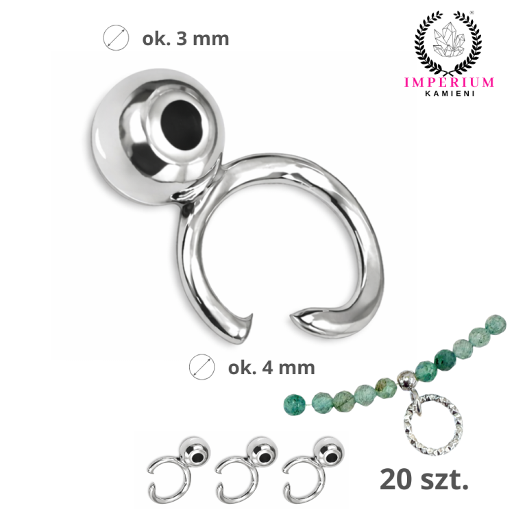 Kulki ozdobne 3mm z kółeczkiem 4mm / stal kolor srebrny / 20szt.