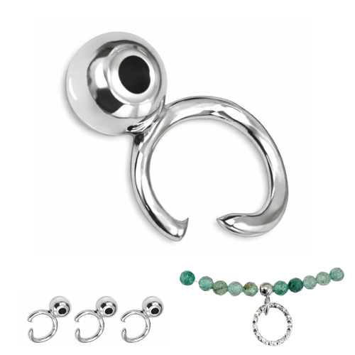 Kulki ozdobne 3mm z kółeczkiem 4mm / stal kolor srebrny / 20szt.