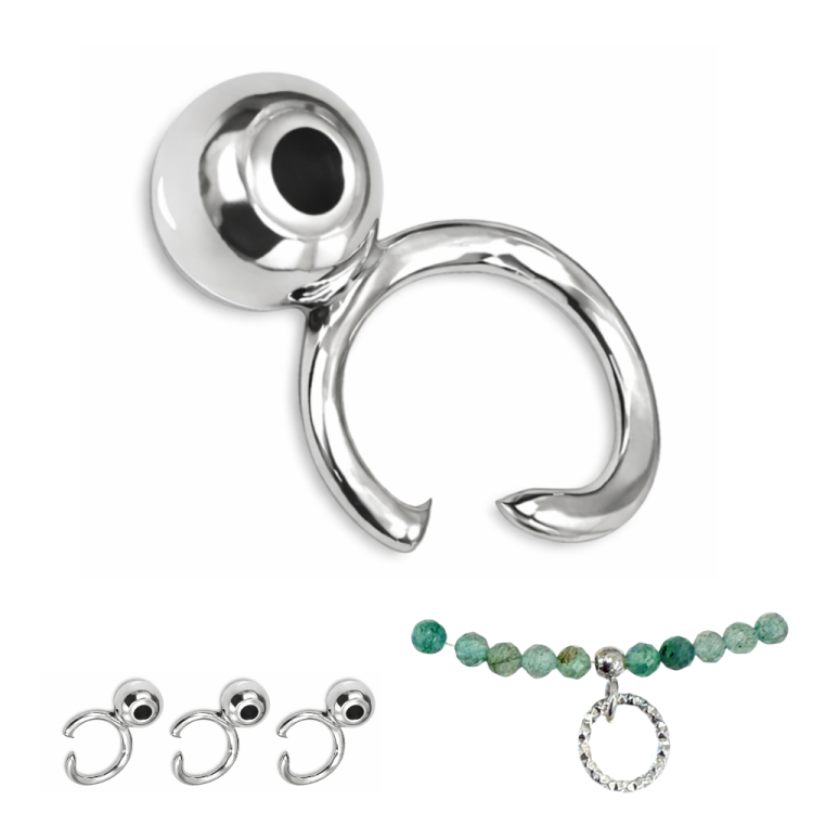 Kulki ozdobne 3mm z kółeczkiem 4mm / stal kolor srebrny / 20szt.