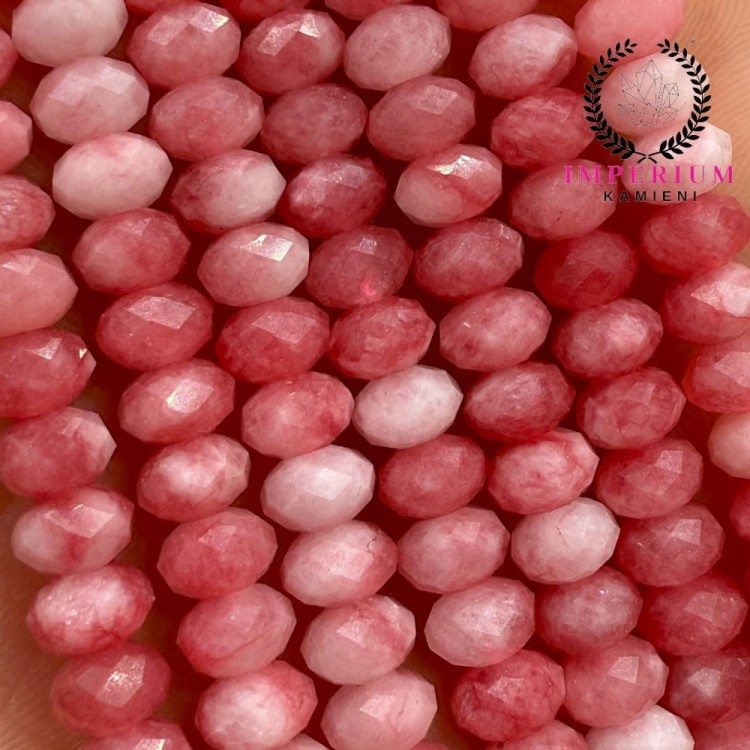 Jadeit różowy / oponka fasetowana / ok. 6x4mm