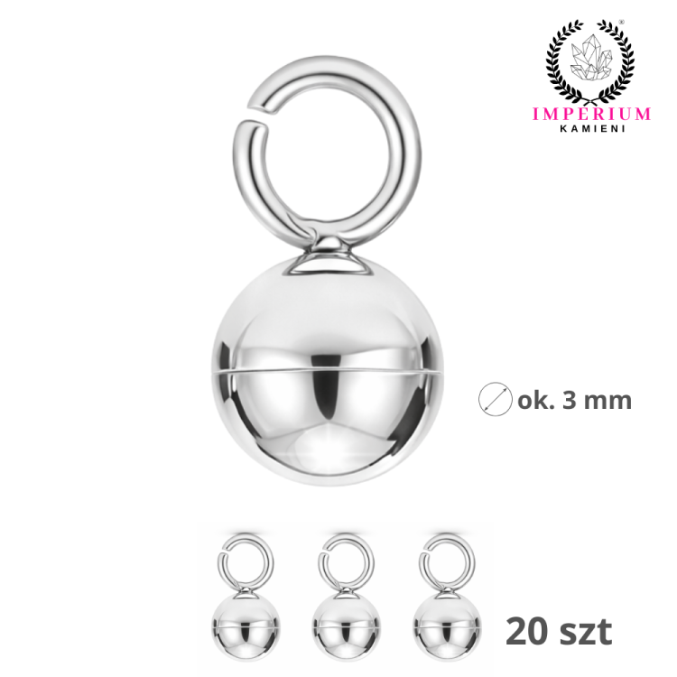 Kulki ozdobne / stal kolor srebrny / ok. 3mm / 20 szt.