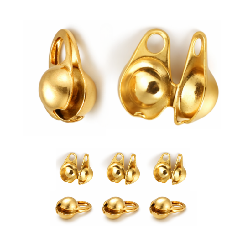 Łapaczki boczne 4mm / stal PVD / kolor złoty / 40szt.