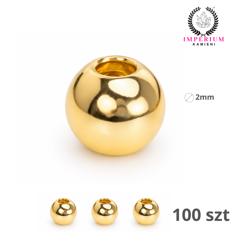 Kulki ozdobne 2mm / stal PVD / kolor złoty / 100szt.