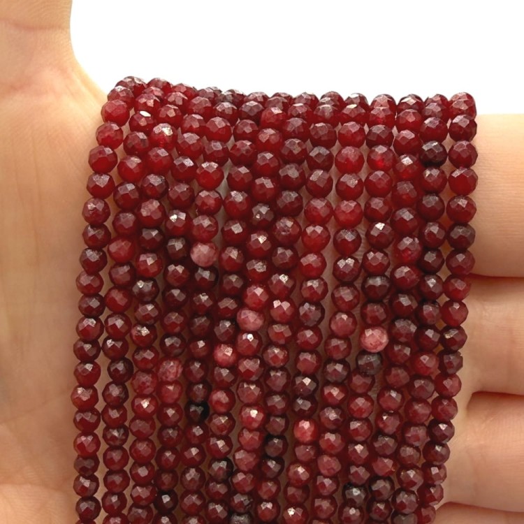 Jadeit Dark Wine / kulka fasetowana / ok. 3mm