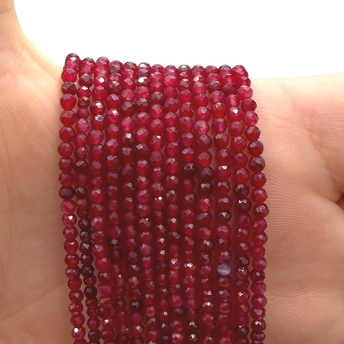 Jadeit Ciemna Fuksja / kulka fasetowana / ok. 3mm