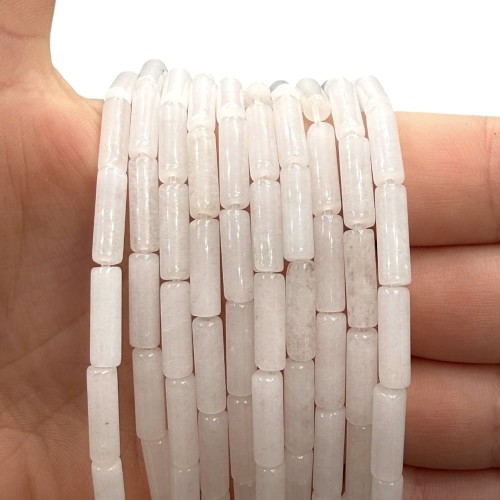 Jadeit biały / walec / ok. 4x13mm