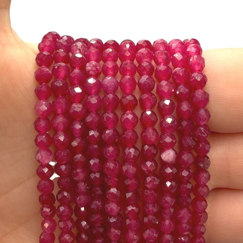 Jadeit Ciemna Fuksja / kulka fasetowana / ok. 4mm