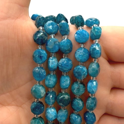 Apatyt Niebieski / pastylka fasetowana / ok. 8x5mm