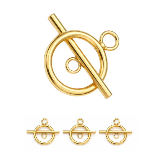 Zapięcie Toggle 13x18mm / stal PVD / kolor złoty / 5szt.