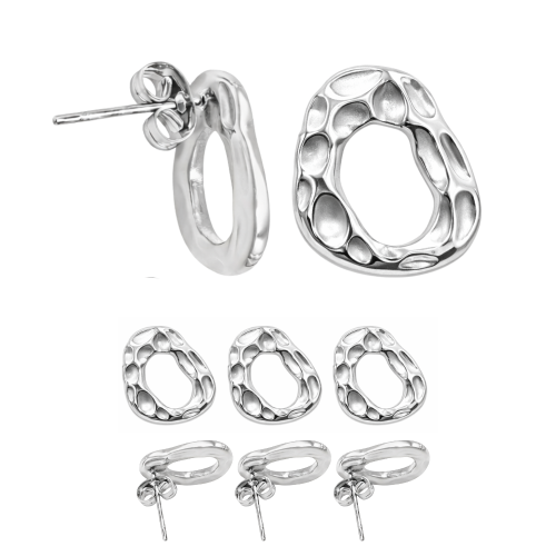 Baza kolczyka tekstura / stal / kolor srebrny / ok. 13x16mm