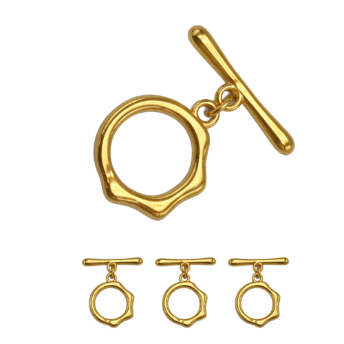 Zapięcie Toggle / stal PVD / kolor złoty / śr. ok. 14,5mm dł. pat. ok. 20,5mm