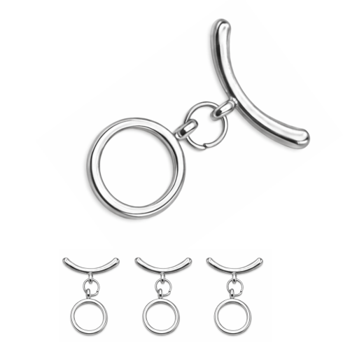 Zapięcie Toggle / stal kolor srebrny / śr. ok. 10,5mm dł. pat. ok. 19mm