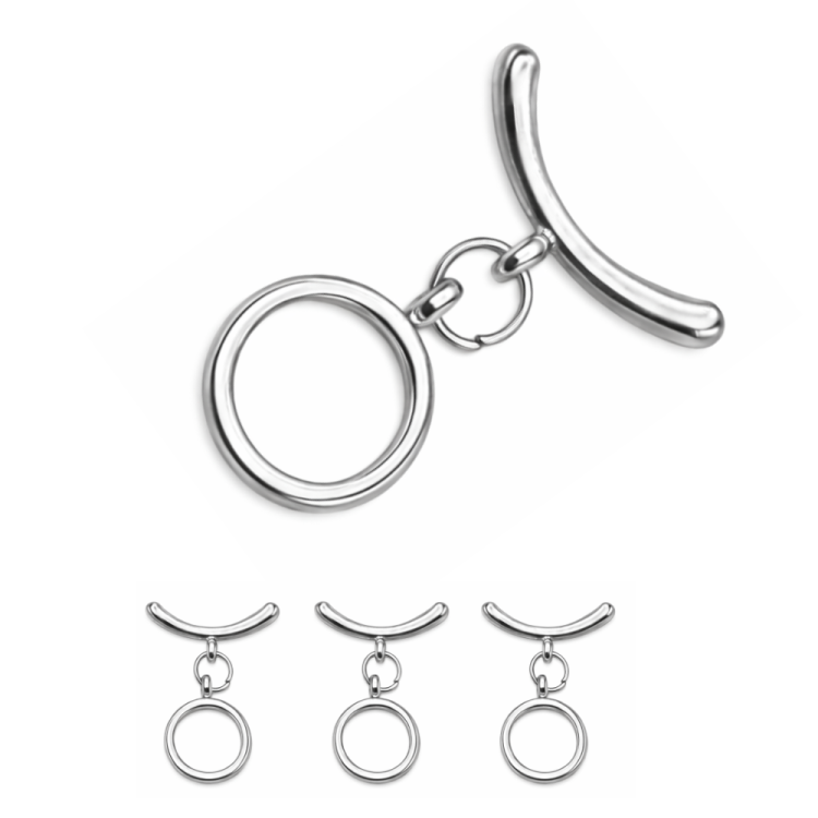 Zapięcie Toggle / stal kolor srebrny / śr. ok. 10,5mm dł. pat. ok. 19mm