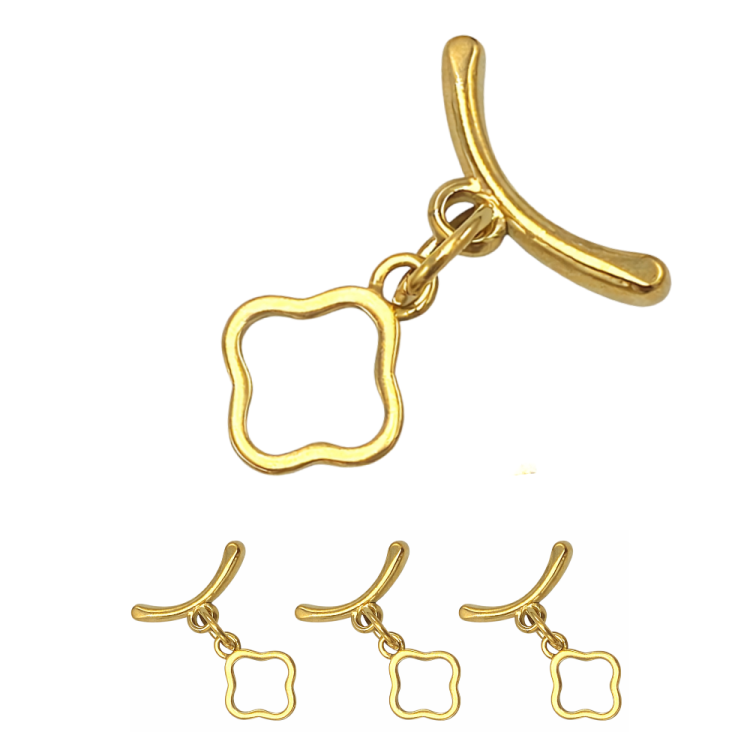 Zapięcie Toggle / stal PVD / kolor złoty / śr. ok. 9,8mm dł. pat. ok. 14,3mm