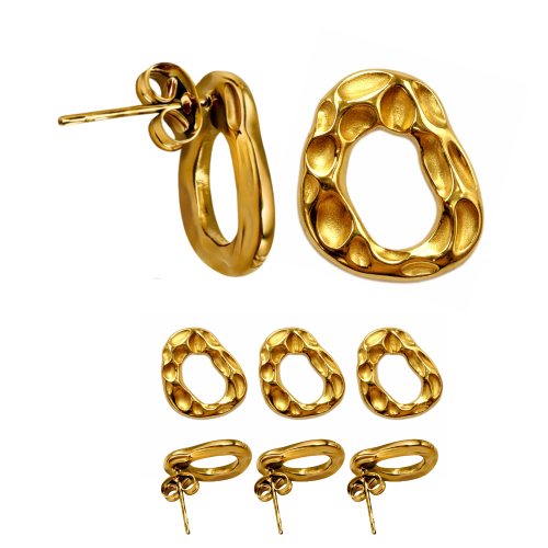 Baza kolczyka tekstura /stal PVD / kolor złoty / ok. 13x16mm