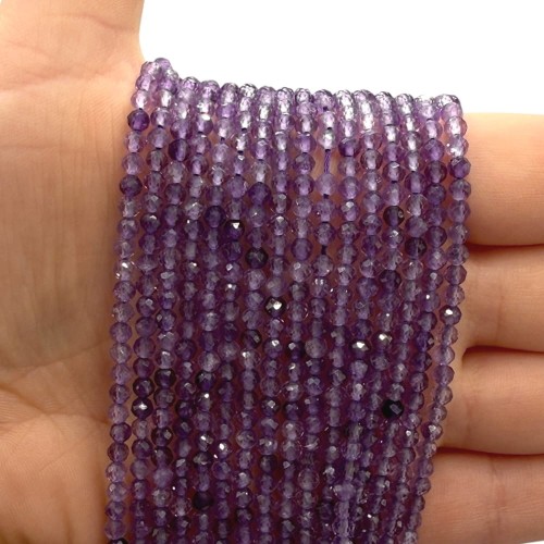 Ametyst Ciemny / kulka fasetowana / ok. 3mm