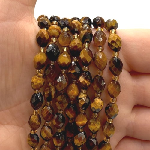 Tygrysie Oko / oliwka fasetowana / ok. 6x8 mm