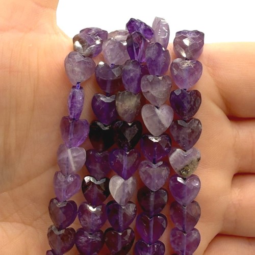 Ametyst / serce fasetowane / ok. 8 mm