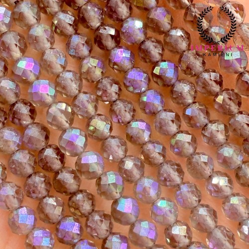 Kwarc Dymny Galwanizowany / kulka fasetowana / ok. 4mm