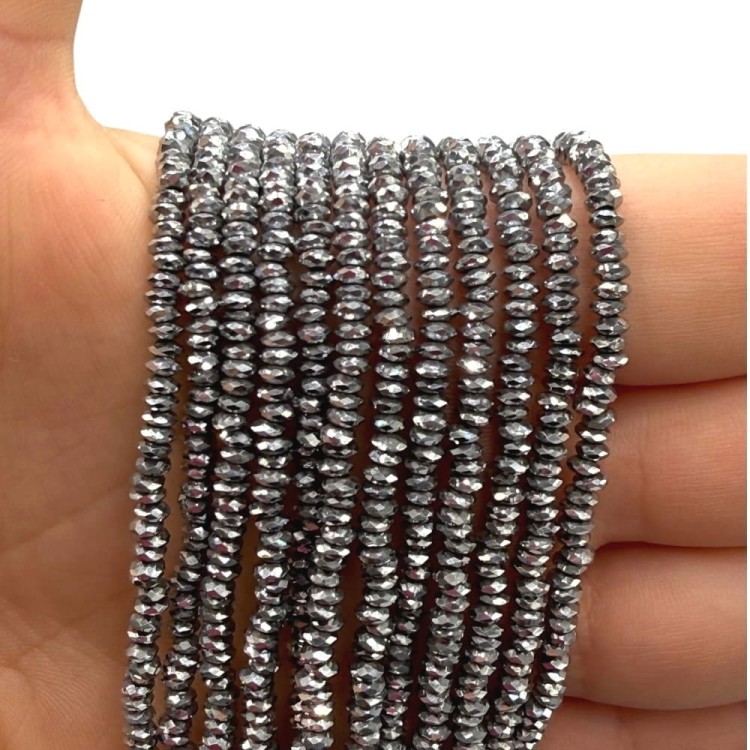 Hematyt oponka fasetowana / kolor srebrny / ok.3x1,5mm