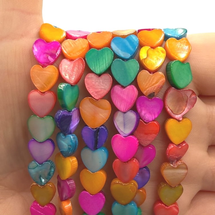 Masa Perłowa / kolorowy / serce płaskie / ok. 8mm