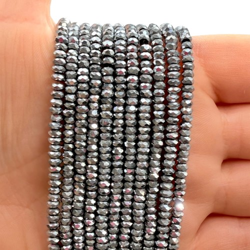 Hematyt Oponka Fasetowana / kolor srebrny / ok.4x2mm