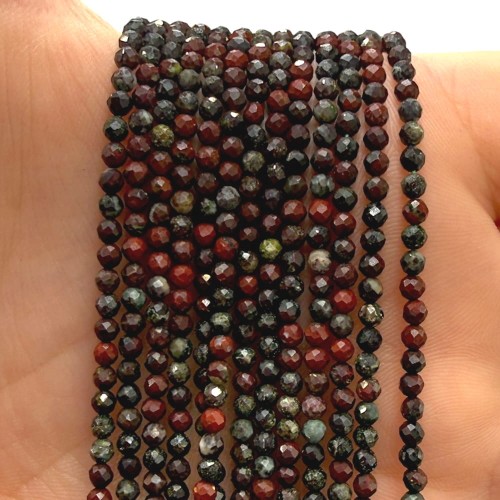 Jaspis Smocza Krew / kulka fasetowana / ok. 2mm