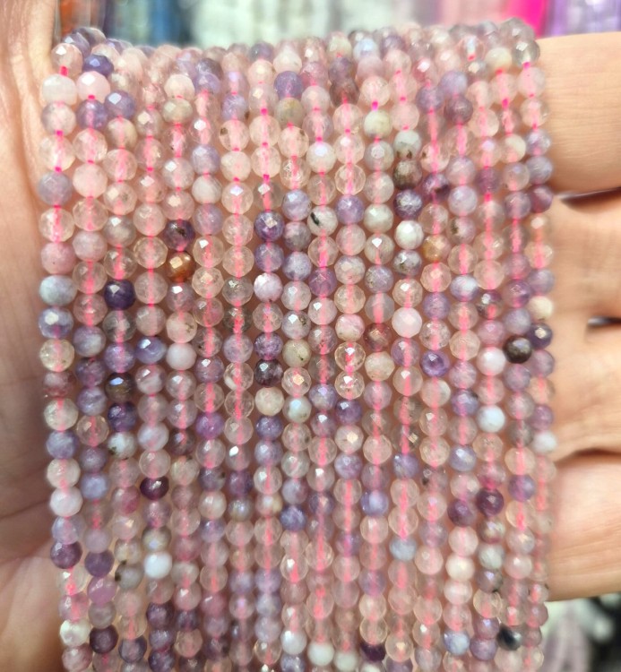 Turmalin Śliwkowy / kulka fasetowana / ok. 3mm