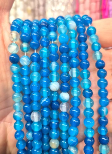 Agat Pasiasty Błękitny / kulka gładka / ok. 6mm