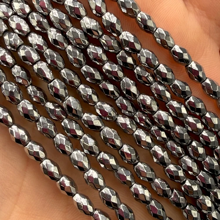 Hematyt ryż fasetowany / kolor srebrny /ok. 4x6mm