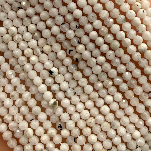 Kamień Księżycowy z Turmalinem / kulka fasetowana / ok. 2mm