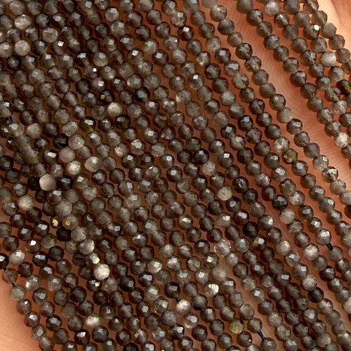 Obsydian Srebrny / kulka fasetowana / ok. 2mm