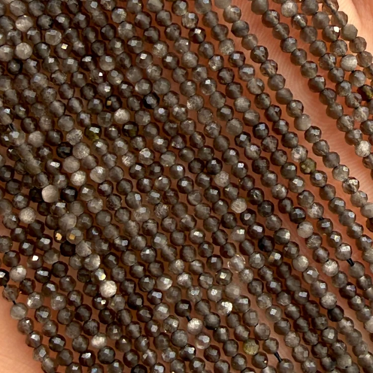 Obsydian Srebrny / kulka fasetowana / ok. 2mm