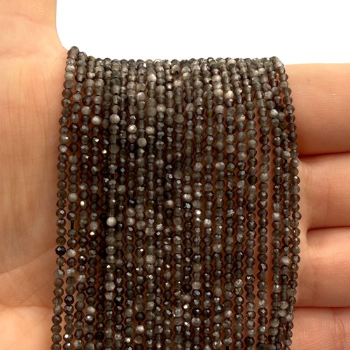 Obsydian Srebrny / kulka fasetowana / ok. 2mm