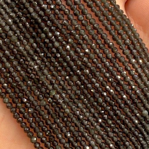 Obsydian Czarny / kulka fasetowana / ok. 2mm