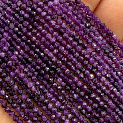 Chalcedon Fioletowy / kulka fasetowana / ok. 2mm