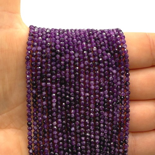 Chalcedon Fioletowy / kulka fasetowana / ok. 2mm