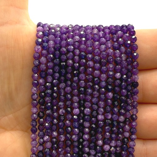 Chalcedon Fioletowy / kulka fasetowana / ok. 3mm