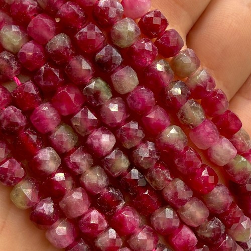 Jadeit Różany / kostka fasetowana / ok. 5x5mm