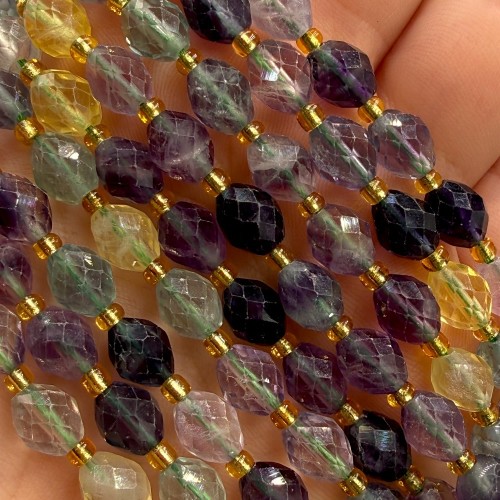 Fluoryt / oliwka fasetowana / ok. 6x8 mm