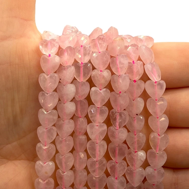 Kwarc Różowy / serce fasetowane / ok. 8 mm