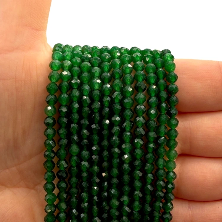 Jadeit Zielony Butelkowy / kulka fasetowana / ok. 4mm