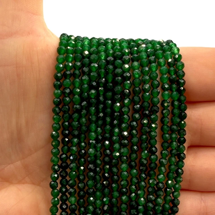 Jadeit Zielony Butelkowy / kulka fasetowana / ok. 3mm