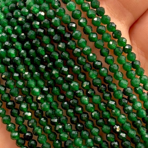 Jadeit Zielony Butelkowy / kulka fasetowana / ok. 3mm