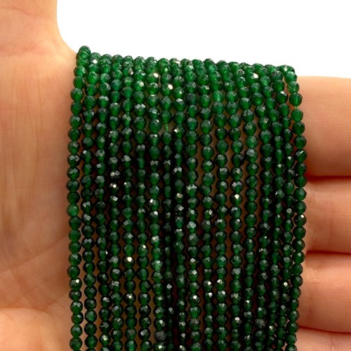 Jadeit Zielony Butelkowy / kulka fasetowana / ok. 2mm