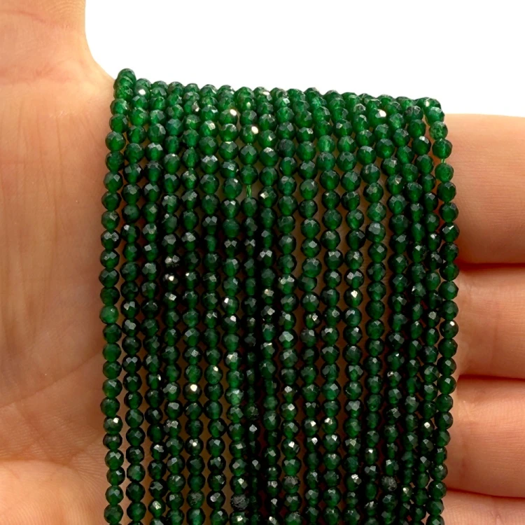 Jadeit Zielony Butelkowy / kulka fasetowana / ok. 2mm