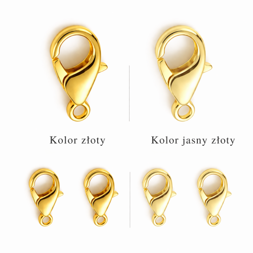 Zapięcie karabińczyk 10mm / stal PVD / kolor JASNY ZŁOTY / 20szt.