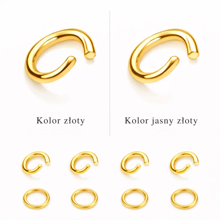 Kółeczka zaciskowe otwarte 4mm / stal PVD / kolor JASNY ZŁOTY / 50szt.